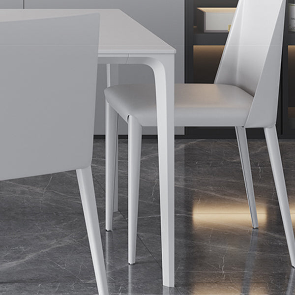 Simple Rectangle Shape Standard Dining Table White Sintered Stone Dining Table with 4 Legs Base Clearhalo ' dining_table' 'Dining Tables & Seating' 'Dining Tables' 'Furniture' 'furniture_dining_table' 'Kitchen & Dining Furniture' 'kitchen&dining_furn' 'kitchen' 'kitchen_dining_table' 3854878