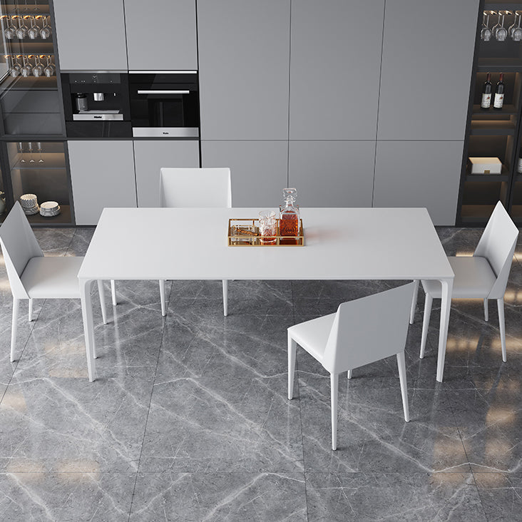 Simple Rectangle Shape Standard Dining Table White Sintered Stone Dining Table with 4 Legs Base Clearhalo ' dining_table' 'Dining Tables & Seating' 'Dining Tables' 'Furniture' 'furniture_dining_table' 'Kitchen & Dining Furniture' 'kitchen&dining_furn' 'kitchen' 'kitchen_dining_table' 3854881