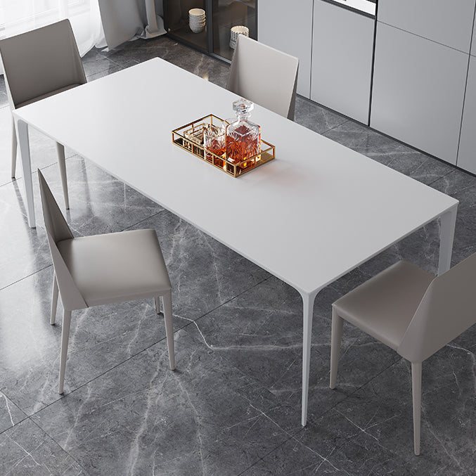 Simple Rectangle Shape Standard Dining Table White Sintered Stone Dining Table with 4 Legs Base Clearhalo ' dining_table' 'Dining Tables & Seating' 'Dining Tables' 'Furniture' 'furniture_dining_table' 'Kitchen & Dining Furniture' 'kitchen&dining_furn' 'kitchen' 'kitchen_dining_table' 3854883
