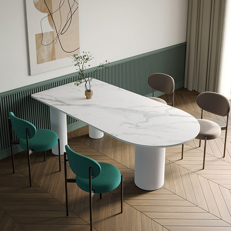 Metal Contemporary Free Form Indoor Table Sintered Stone Top Table for Dining Room Clearhalo ' dining_table' 'Dining Tables & Seating' 'Dining Tables' 'furn' 'furn_dining_table' 'Furniture' 'furniture_dining_table' 'Kitchen & Dining Furniture' 'kitchen&dining_furn' 'kitchen' 'kitchen_dining_table' 3854885