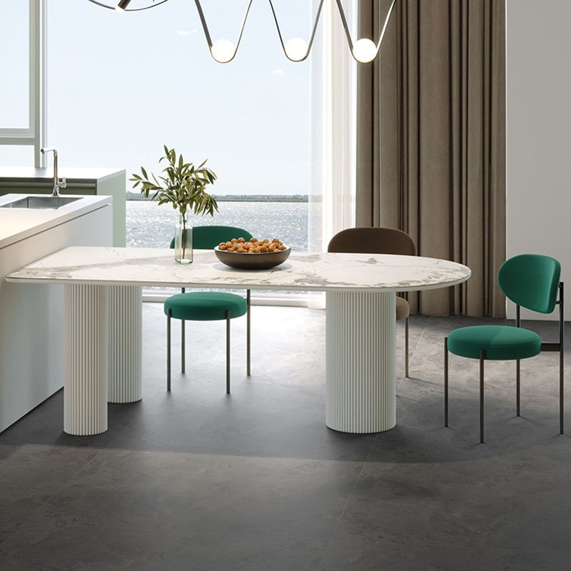 Metal Contemporary Free Form Indoor Table Sintered Stone Top Table for Dining Room Clearhalo ' dining_table' 'Dining Tables & Seating' 'Dining Tables' 'furn' 'furn_dining_table' 'Furniture' 'furniture_dining_table' 'Kitchen & Dining Furniture' 'kitchen&dining_furn' 'kitchen' 'kitchen_dining_table' 3854886