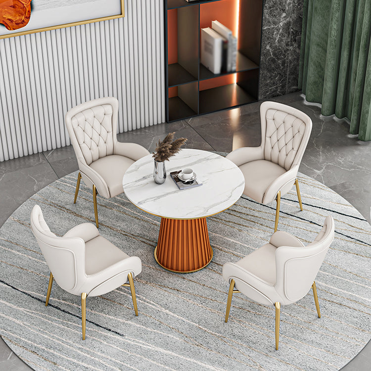 Metal Traditional Luxury Round Indoor Table Sintered Stone Table for Kitchen and Dining Room Clearhalo ' dining_table' 'Dining Tables & Seating' 'Dining Tables' 'furn' 'furn_dining_table' 'Furniture' 'furniture_dining_table' 'Kitchen & Dining Furniture' 'kitchen&dining_furn' 'kitchen' 'kitchen_dining_table' 3854900