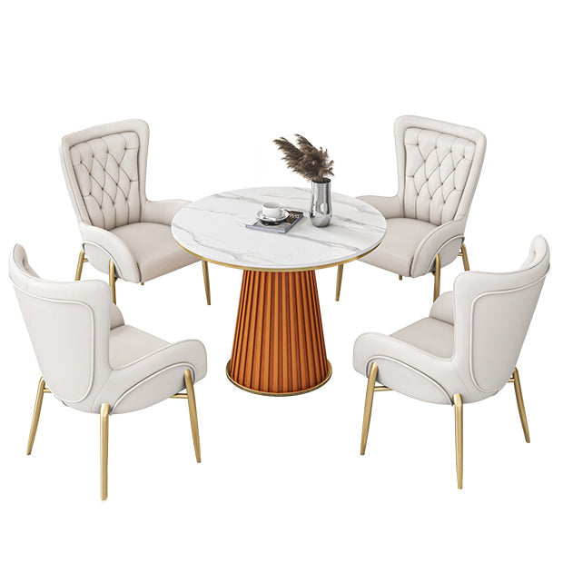 Metal Traditional Luxury Round Indoor Table Sintered Stone Table for Kitchen and Dining Room Clearhalo ' dining_table' 'Dining Tables & Seating' 'Dining Tables' 'furn' 'furn_dining_table' 'Furniture' 'furniture_dining_table' 'Kitchen & Dining Furniture' 'kitchen&dining_furn' 'kitchen' 'kitchen_dining_table' 3854905
