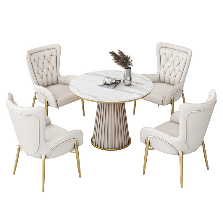 Metal Traditional Luxury Round Indoor Table Sintered Stone Table for Kitchen and Dining Room Clearhalo ' dining_table' 'Dining Tables & Seating' 'Dining Tables' 'furn' 'furn_dining_table' 'Furniture' 'furniture_dining_table' 'Kitchen & Dining Furniture' 'kitchen&dining_furn' 'kitchen' 'kitchen_dining_table' 3854906