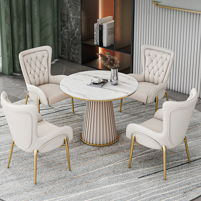 Metal Traditional Luxury Round Indoor Table Sintered Stone Table for Kitchen and Dining Room Clearhalo ' dining_table' 'Dining Tables & Seating' 'Dining Tables' 'furn' 'furn_dining_table' 'Furniture' 'furniture_dining_table' 'Kitchen & Dining Furniture' 'kitchen&dining_furn' 'kitchen' 'kitchen_dining_table' 3854909