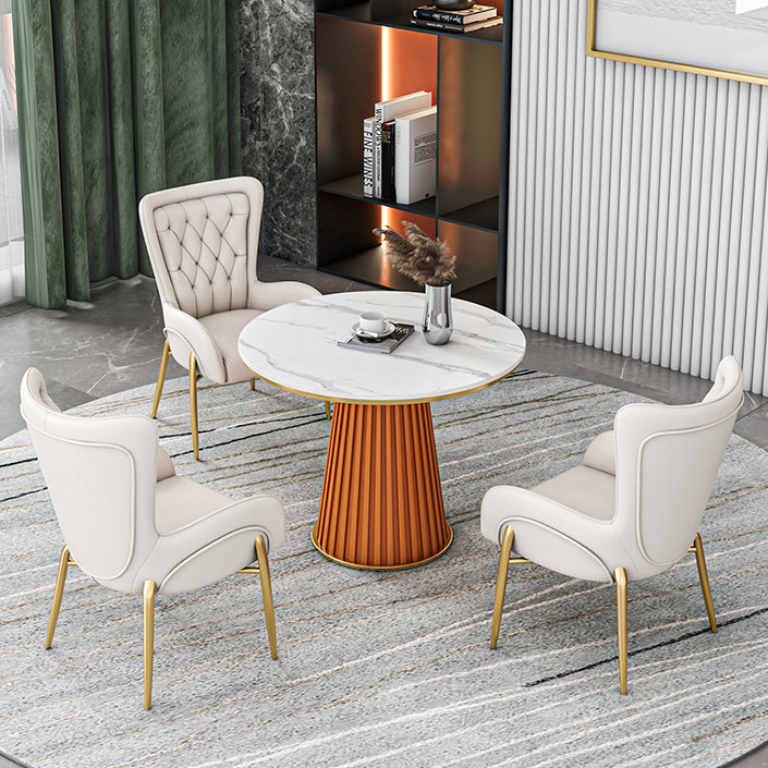 Metal Traditional Luxury Round Indoor Table Sintered Stone Table for Kitchen and Dining Room Clearhalo ' dining_table' 'Dining Tables & Seating' 'Dining Tables' 'furn' 'furn_dining_table' 'Furniture' 'furniture_dining_table' 'Kitchen & Dining Furniture' 'kitchen&dining_furn' 'kitchen' 'kitchen_dining_table' 3854910