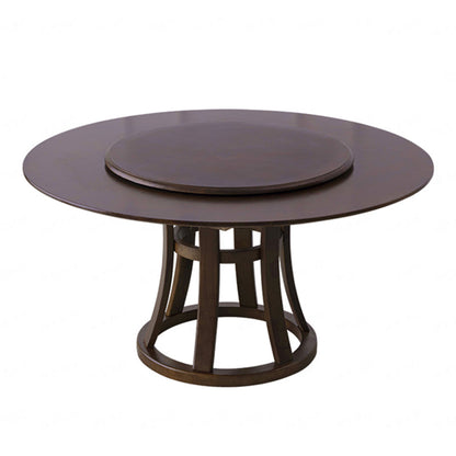 Rotatable Wooden Round Table in Brown Rubber Wood Dining Table with Pedestal Without Chairs Clearhalo ' dining_table' 'Dining Tables & Seating' 'Dining Tables' 'furn' 'furn_dining_table' 'Furniture' 'furniture_dining_table' 'Kitchen & Dining Furniture' 'kitchen&dining_furn' 'kitchen' 'kitchen_dining_table' 3854956