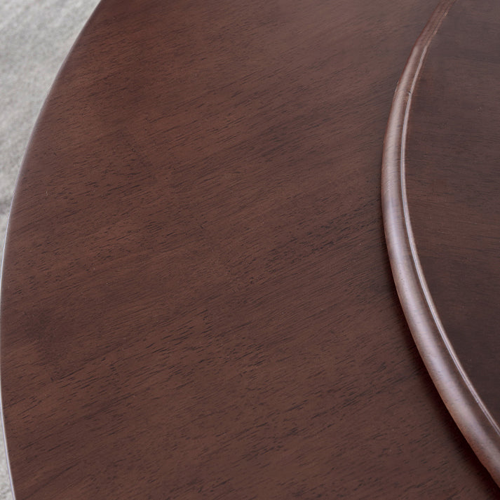 Rotatable Wooden Round Table in Brown Rubber Wood Dining Table with Pedestal Clearhalo ' dining_table' 'Dining Tables & Seating' 'Dining Tables' 'furn' 'furn_dining_table' 'Furniture' 'furniture_dining_table' 'Kitchen & Dining Furniture' 'kitchen&dining_furn' 'kitchen' 'kitchen_dining_table' 3854958