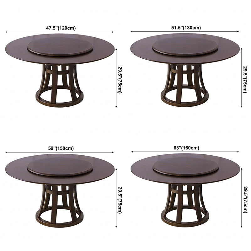 Rotatable Wooden Round Table in Brown Rubber Wood Dining Table with Pedestal Clearhalo ' dining_table' 'Dining Tables & Seating' 'Dining Tables' 'furn' 'furn_dining_table' 'Furniture' 'furniture_dining_table' 'Kitchen & Dining Furniture' 'kitchen&dining_furn' 'kitchen' 'kitchen_dining_table' 3854961