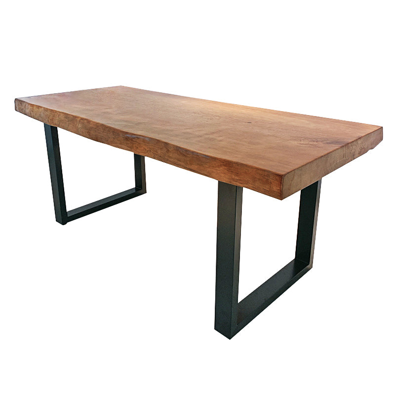 Metal Industrial Rectangle Indoor Table Solid Wood Top Table with Sled Base Without Chairs Clearhalo ' dining_table' 'Dining Tables & Seating' 'Dining Tables' 'furn' 'furn_dining_table' 'Furniture' 'furniture_dining_table' 'Kitchen & Dining Furniture' 'kitchen&dining_furn' 'kitchen' 'kitchen_dining_table' 3854968