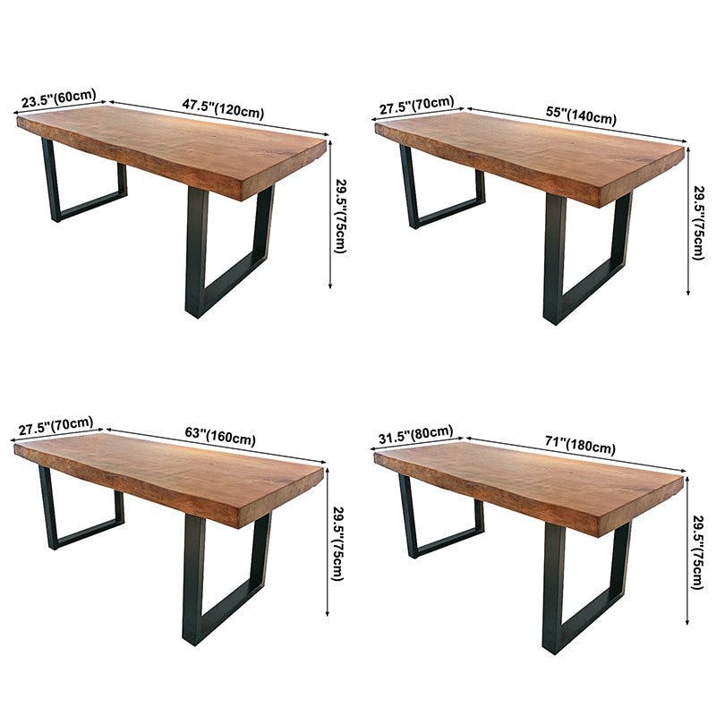 Metal Industrial Rectangle Indoor Table Solid Wood Top Table with Sled Base Clearhalo ' dining_table' 'Dining Tables & Seating' 'Dining Tables' 'furn' 'furn_dining_table' 'Furniture' 'furniture_dining_table' 'Kitchen & Dining Furniture' 'kitchen&dining_furn' 'kitchen' 'kitchen_dining_table' 3854973