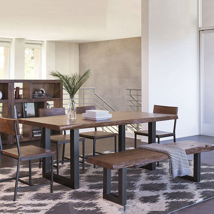 Metal Industrial Rectangle Indoor Table Solid Wood Top Table with Sled Base Clearhalo ' dining_table' 'Dining Tables & Seating' 'Dining Tables' 'furn' 'furn_dining_table' 'Furniture' 'furniture_dining_table' 'Kitchen & Dining Furniture' 'kitchen&dining_furn' 'kitchen' 'kitchen_dining_table' 3854975