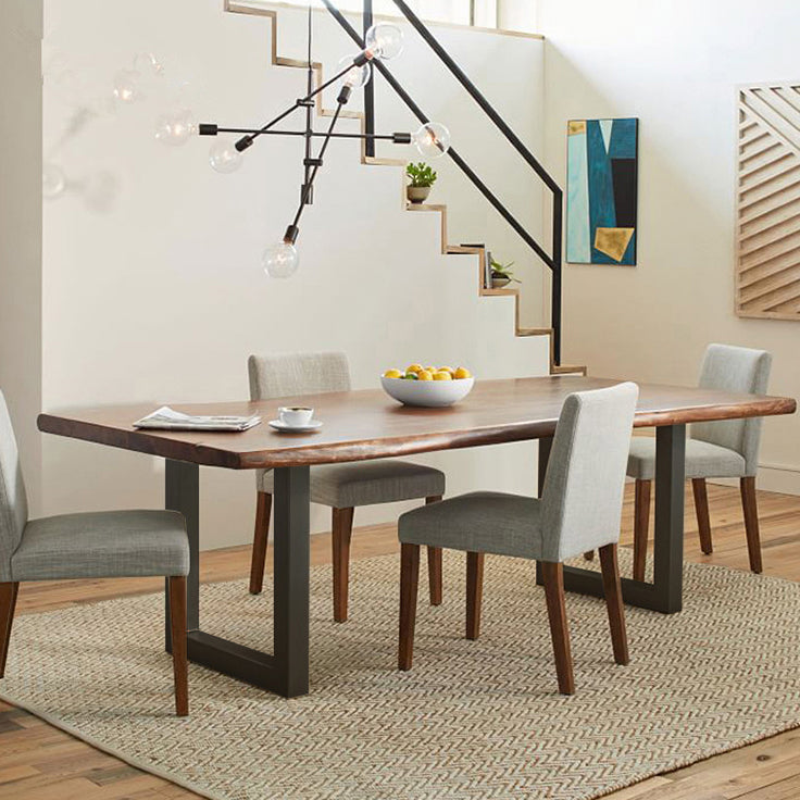 Metal Industrial Rectangle Indoor Table Solid Wood Top Table with Sled Base Clearhalo ' dining_table' 'Dining Tables & Seating' 'Dining Tables' 'furn' 'furn_dining_table' 'Furniture' 'furniture_dining_table' 'Kitchen & Dining Furniture' 'kitchen&dining_furn' 'kitchen' 'kitchen_dining_table' 3854977