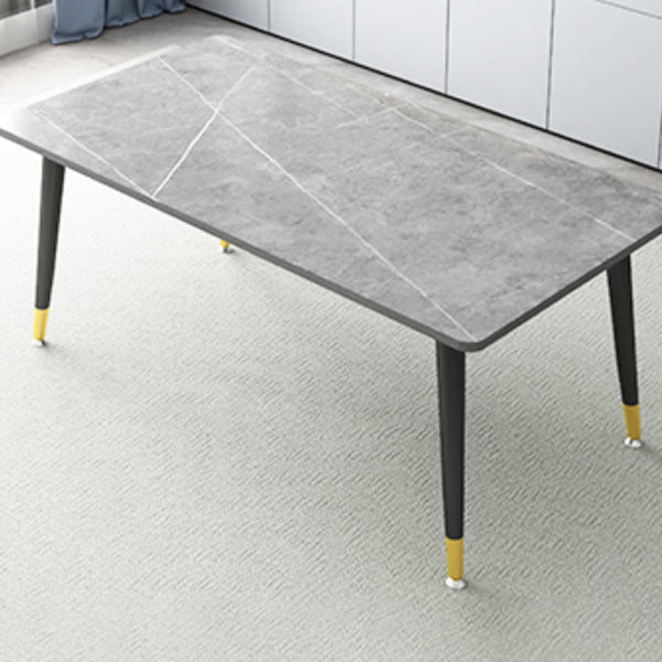 Simple Sintered Stone Dining Table Kitchen Rectangle Shape Dining Table with 4 Legs Base Gray Without Chairs Clearhalo ' dining_table' 'Dining Tables & Seating' 'Dining Tables' 'furn' 'furn_dining_table' 'Furniture' 'furniture_dining_table' 'Kitchen & Dining Furniture' 'kitchen&dining_furn' 'kitchen' 'kitchen_dining_table' 3854997