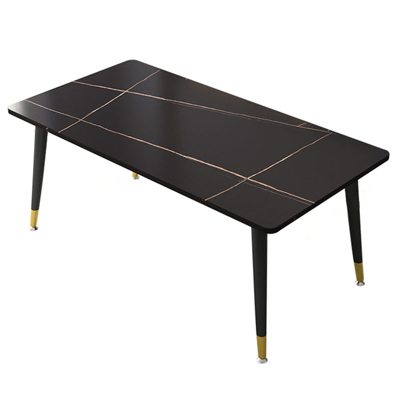 Simple Sintered Stone Dining Table Kitchen Rectangle Shape Dining Table with 4 Legs Base Black Without Chairs Clearhalo ' dining_table' 'Dining Tables & Seating' 'Dining Tables' 'furn' 'furn_dining_table' 'Furniture' 'furniture_dining_table' 'Kitchen & Dining Furniture' 'kitchen&dining_furn' 'kitchen' 'kitchen_dining_table' 3855000