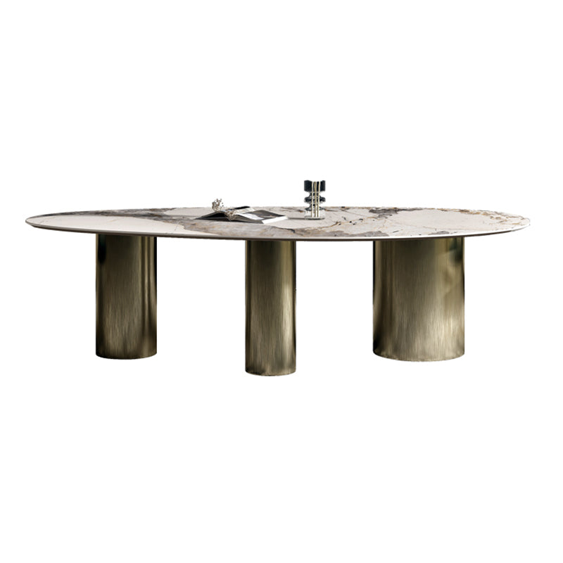 Metal Traditional Luxury Oval Dining Table Sintered Stone Table for Kitchen and Dining Room Without Chairs Clearhalo ' dining_table' 'Dining Tables & Seating' 'Dining Tables' 'furn' 'furn_dining_table' 'Furniture' 'furniture_dining_table' 'Kitchen & Dining Furniture' 'kitchen&dining_furn' 'kitchen' 'kitchen_dining_table' 3855008
