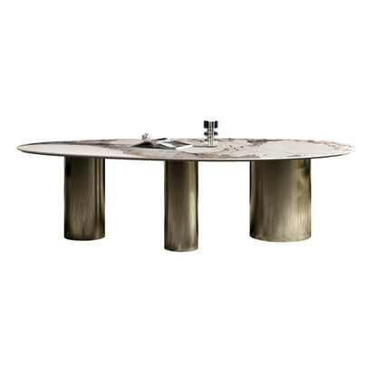 Metal Traditional Luxury Oval Dining Table Sintered Stone Table for Kitchen and Dining Room Without Chairs Clearhalo ' dining_table' 'Dining Tables & Seating' 'Dining Tables' 'furn' 'furn_dining_table' 'Furniture' 'furniture_dining_table' 'Kitchen & Dining Furniture' 'kitchen&dining_furn' 'kitchen' 'kitchen_dining_table' 3855008
