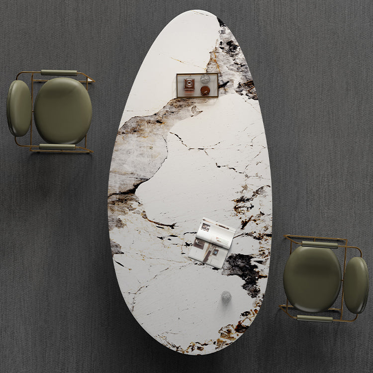 Metal Traditional Luxury Oval Dining Table Sintered Stone Table for Kitchen and Dining Room Clearhalo ' dining_table' 'Dining Tables & Seating' 'Dining Tables' 'furn' 'furn_dining_table' 'Furniture' 'furniture_dining_table' 'Kitchen & Dining Furniture' 'kitchen&dining_furn' 'kitchen' 'kitchen_dining_table' 3855010
