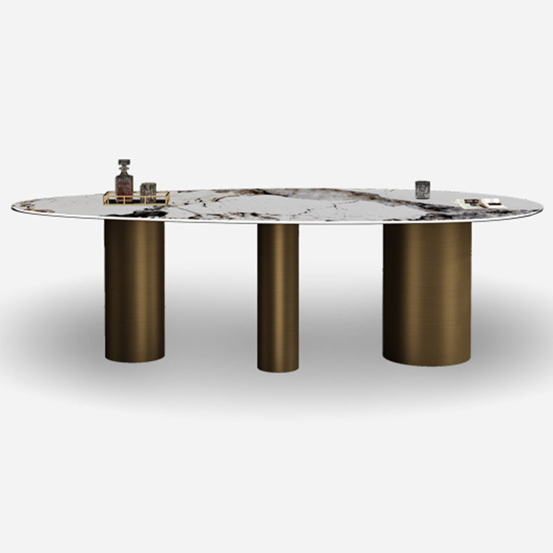 Metal Traditional Luxury Oval Dining Table Sintered Stone Table for Kitchen and Dining Room Clearhalo ' dining_table' 'Dining Tables & Seating' 'Dining Tables' 'furn' 'furn_dining_table' 'Furniture' 'furniture_dining_table' 'Kitchen & Dining Furniture' 'kitchen&dining_furn' 'kitchen' 'kitchen_dining_table' 3855012