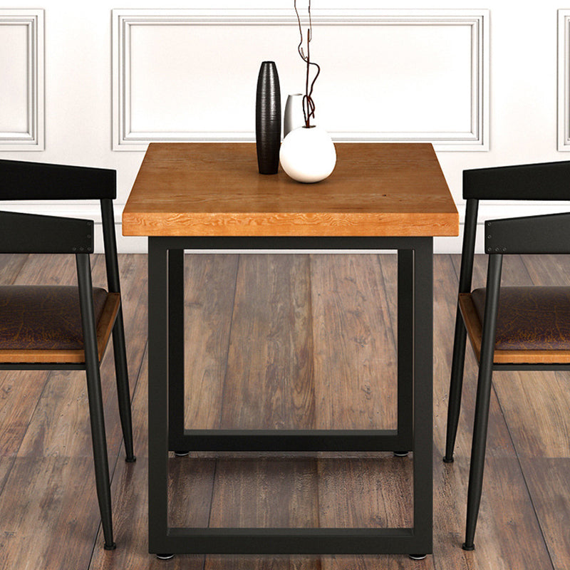 Industrial Square Dining Table Pine Solid Wood Table with Black Double Pedestal Clearhalo ' dining_table' 'Dining Tables & Seating' 'Dining Tables' 'furn' 'furn_dining_table' 'Furniture' 'furniture_dining_table' 'Kitchen & Dining Furniture' 'kitchen&dining_furn' 'kitchen' 'kitchen_dining_table' 3855021
