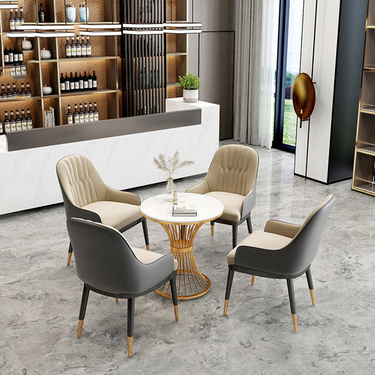 Traditional Luxury Stone Dinette Table Round Pedestal Furniture for Dining Room