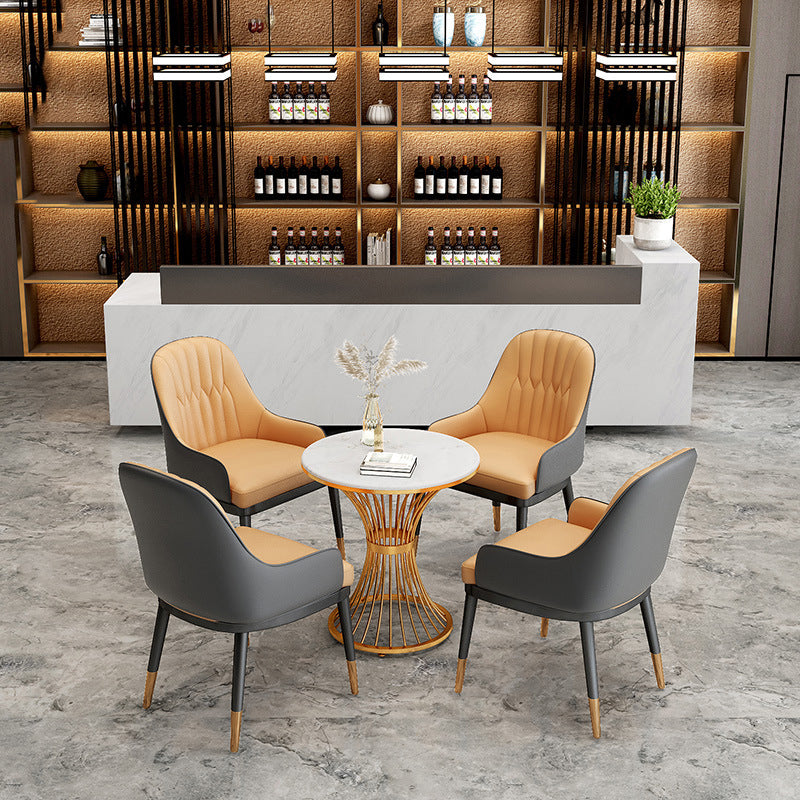 Traditional Luxury Stone Dinette Table Round Pedestal Furniture for Dining Room Clearhalo ' dining_table' 'Dining Tables & Seating' 'Dining Tables' 'furn' 'furn_dining_table' 'Furniture' 'furniture_dining_table' 'Kitchen & Dining Furniture' 'kitchen&dining_furn' 'kitchen' 'kitchen_dining_table' 3855034