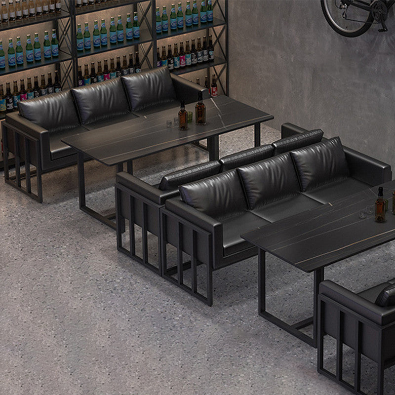 Industrial Sintered Stone Top Dinner Room Kitchen Table Black Metal Base Table for Dinning Room Clearhalo ' dining_table' 'Dining Tables & Seating' 'Dining Tables' 'furn' 'furn_dining_table' 'Furniture' 'furniture_dining_table' 'Kitchen & Dining Furniture' 'kitchen&dining_furn' 'kitchen' 'kitchen_dining_table' 3855040