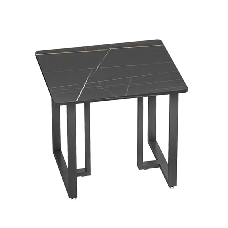 Industrial Sintered Stone Top Dinner Room Kitchen Table Black Metal Base Table for Dinning Room 23.6"L x 23.6"W x 29.5"H Without Chairs Clearhalo ' dining_table' 'Dining Tables & Seating' 'Dining Tables' 'furn' 'furn_dining_table' 'Furniture' 'furniture_dining_table' 'Kitchen & Dining Furniture' 'kitchen&dining_furn' 'kitchen' 'kitchen_dining_table' 3855041