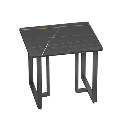 Industrial Sintered Stone Top Dinner Room Kitchen Table Black Metal Base Table for Dinning Room 23.6"L x 23.6"W x 29.5"H Without Chairs Clearhalo ' dining_table' 'Dining Tables & Seating' 'Dining Tables' 'furn' 'furn_dining_table' 'Furniture' 'furniture_dining_table' 'Kitchen & Dining Furniture' 'kitchen&dining_furn' 'kitchen' 'kitchen_dining_table' 3855041