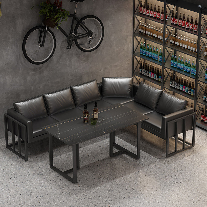 Industrial Sintered Stone Top Dinner Room Kitchen Table Black Metal Base Table for Dinning Room Clearhalo ' dining_table' 'Dining Tables & Seating' 'Dining Tables' 'furn' 'furn_dining_table' 'Furniture' 'furniture_dining_table' 'Kitchen & Dining Furniture' 'kitchen&dining_furn' 'kitchen' 'kitchen_dining_table' 3855042