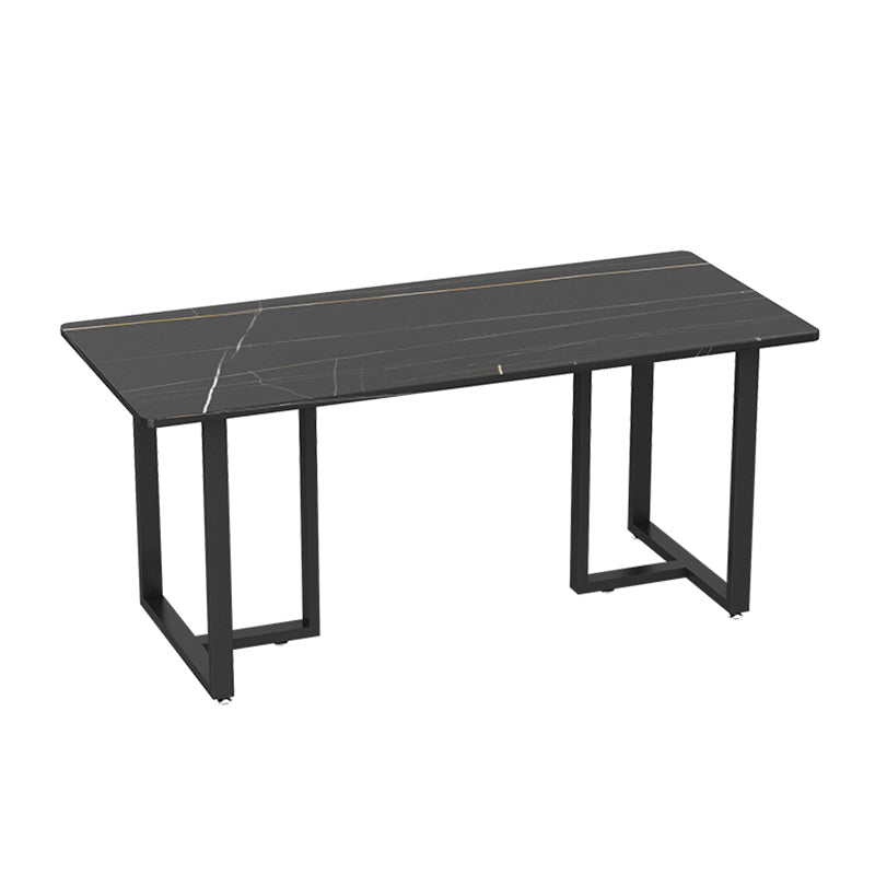 Industrial Sintered Stone Top Dinner Room Kitchen Table Black Metal Base Table for Dinning Room Without Chairs Clearhalo ' dining_table' 'Dining Tables & Seating' 'Dining Tables' 'furn' 'furn_dining_table' 'Furniture' 'furniture_dining_table' 'Kitchen & Dining Furniture' 'kitchen&dining_furn' 'kitchen' 'kitchen_dining_table' 3855045