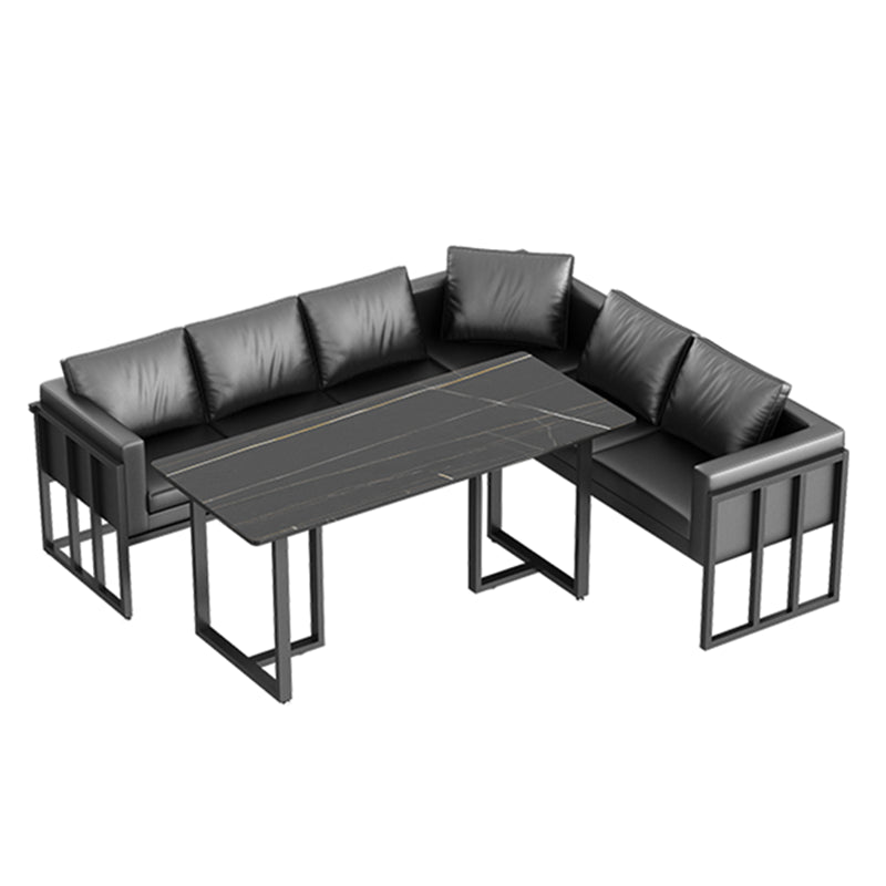 Industrial Sintered Stone Top Dinner Room Kitchen Table Black Metal Base Table for Dinning Room Clearhalo ' dining_table' 'Dining Tables & Seating' 'Dining Tables' 'furn' 'furn_dining_table' 'Furniture' 'furniture_dining_table' 'Kitchen & Dining Furniture' 'kitchen&dining_furn' 'kitchen' 'kitchen_dining_table' 3855048