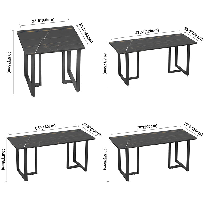 Industrial Sintered Stone Top Dinner Room Kitchen Table Black Metal Base Table for Dinning Room Clearhalo ' dining_table' 'Dining Tables & Seating' 'Dining Tables' 'furn' 'furn_dining_table' 'Furniture' 'furniture_dining_table' 'Kitchen & Dining Furniture' 'kitchen&dining_furn' 'kitchen' 'kitchen_dining_table' 3855050
