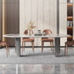 Sintered Stone Dining Table Modern Table in White with Grey Double Pedestal Clearhalo ' dining_table' 'Dining Tables & Seating' 'Dining Tables' 'furn' 'furn_dining_table' 'Furniture' 'furniture_dining_table' 'Kitchen & Dining Furniture' 'kitchen&dining_furn' 'kitchen' 'kitchen_dining_table' 3855056