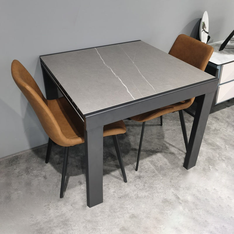 Industrial Square 35.5'' Dining Table Stone Extendable Dining Room Collection Clearhalo ' dining_table' 'Dining Tables & Seating' 'Dining Tables' 'furn' 'furn_dining_table' 'Furniture' 'furniture_dining_table' 'Kitchen & Dining Furniture' 'kitchen&dining_furn' 'kitchen' 'kitchen_dining_table' 3855076