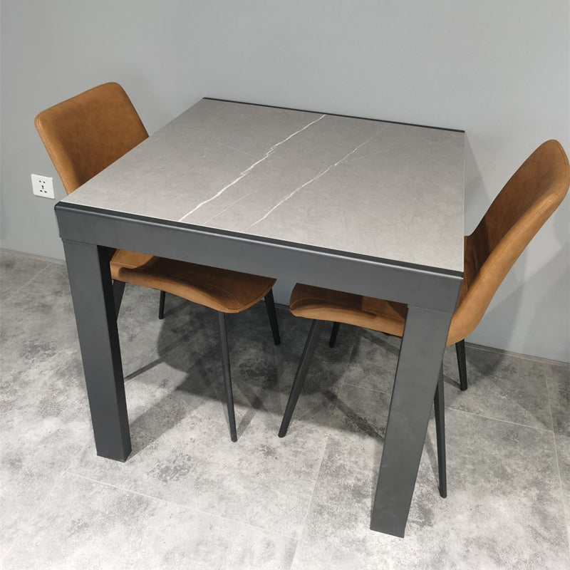 Industrial Square 35.5'' Dining Table Stone Extendable Dining Room Collection Clearhalo ' dining_table' 'Dining Tables & Seating' 'Dining Tables' 'furn' 'furn_dining_table' 'Furniture' 'furniture_dining_table' 'Kitchen & Dining Furniture' 'kitchen&dining_furn' 'kitchen' 'kitchen_dining_table' 3855078