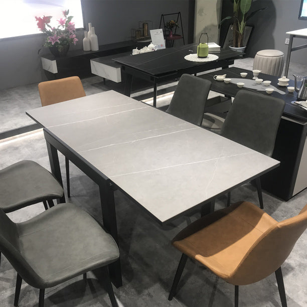 Industrial Square 35.5'' Dining Table Stone Extendable Dining Room Collection Clearhalo ' dining_table' 'Dining Tables & Seating' 'Dining Tables' 'furn' 'furn_dining_table' 'Furniture' 'furniture_dining_table' 'Kitchen & Dining Furniture' 'kitchen&dining_furn' 'kitchen' 'kitchen_dining_table' 3855079