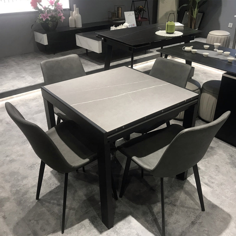 Industrial Square 35.5'' Dining Table Stone Extendable Dining Room Collection Clearhalo ' dining_table' 'Dining Tables & Seating' 'Dining Tables' 'furn' 'furn_dining_table' 'Furniture' 'furniture_dining_table' 'Kitchen & Dining Furniture' 'kitchen&dining_furn' 'kitchen' 'kitchen_dining_table' 3855080