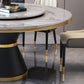 Modern Style Home Marble Dining Table Single Pedestal Base Round Table with Turntable Clearhalo ' dining_table' 'Dining Tables & Seating' 'Dining Tables' 'furn' 'furn_dining_table' 'Furniture' 'furniture_dining_table' 'Kitchen & Dining Furniture' 'kitchen&dining_furn' 'kitchen' 'kitchen_dining_table' 3855092