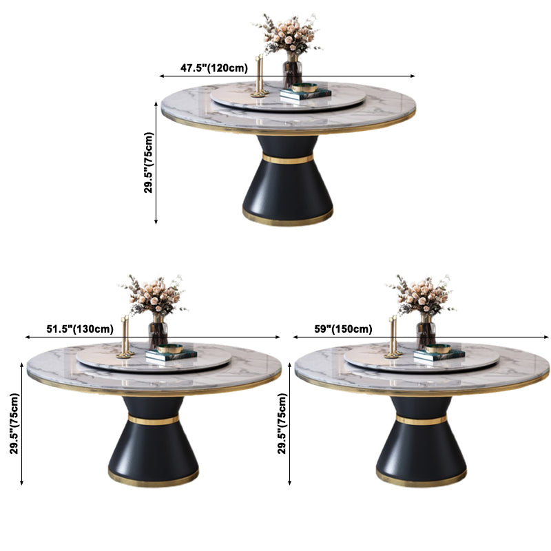Modern Style Home Marble Dining Table Single Pedestal Base Round Table with Turntable Clearhalo ' dining_table' 'Dining Tables & Seating' 'Dining Tables' 'furn' 'furn_dining_table' 'Furniture' 'furniture_dining_table' 'Kitchen & Dining Furniture' 'kitchen&dining_furn' 'kitchen' 'kitchen_dining_table' 3855094
