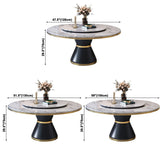 Modern Style Home Marble Dining Table Single Pedestal Base Round Table with Turntable Clearhalo ' dining_table' 'Dining Tables & Seating' 'Dining Tables' 'furn' 'furn_dining_table' 'Furniture' 'furniture_dining_table' 'Kitchen & Dining Furniture' 'kitchen&dining_furn' 'kitchen' 'kitchen_dining_table' 3855094