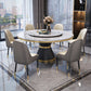 Modern Style Home Marble Dining Table Single Pedestal Base Round Table with Turntable Clearhalo ' dining_table' 'Dining Tables & Seating' 'Dining Tables' 'furn' 'furn_dining_table' 'Furniture' 'furniture_dining_table' 'Kitchen & Dining Furniture' 'kitchen&dining_furn' 'kitchen' 'kitchen_dining_table' 3855095