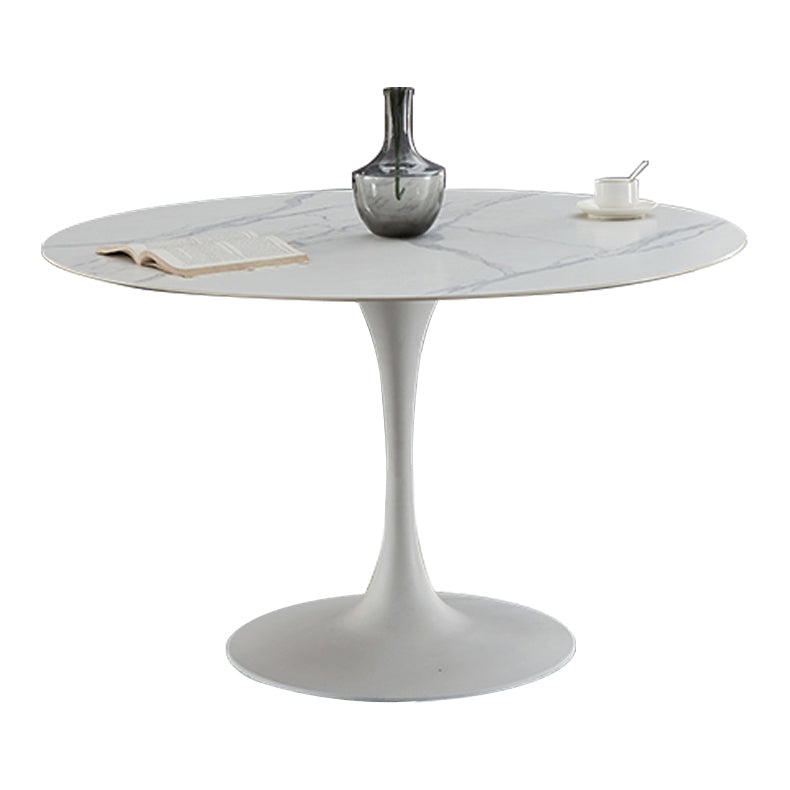 Minimalist Sintered Stone Dining Table Round Shape Kitchen Dining Table with Tulip Base White Without Chairs Clearhalo ' dining_table' 'Dining Tables & Seating' 'Dining Tables' 'furn' 'furn_dining_table' 'Furniture' 'furniture_dining_table' 'Kitchen & Dining Furniture' 'kitchen&dining_furn' 'kitchen' 'kitchen_dining_table' 3855133