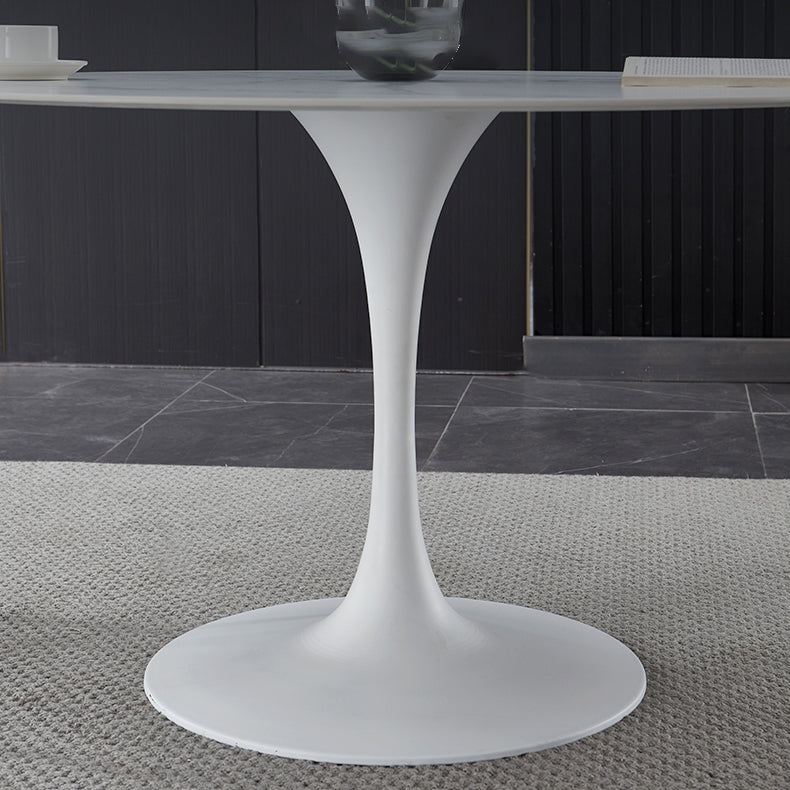 Minimalist Sintered Stone Dining Table Round Shape Kitchen Dining Table with Tulip Base Clearhalo ' dining_table' 'Dining Tables & Seating' 'Dining Tables' 'furn' 'furn_dining_table' 'Furniture' 'furniture_dining_table' 'Kitchen & Dining Furniture' 'kitchen&dining_furn' 'kitchen' 'kitchen_dining_table' 3855135