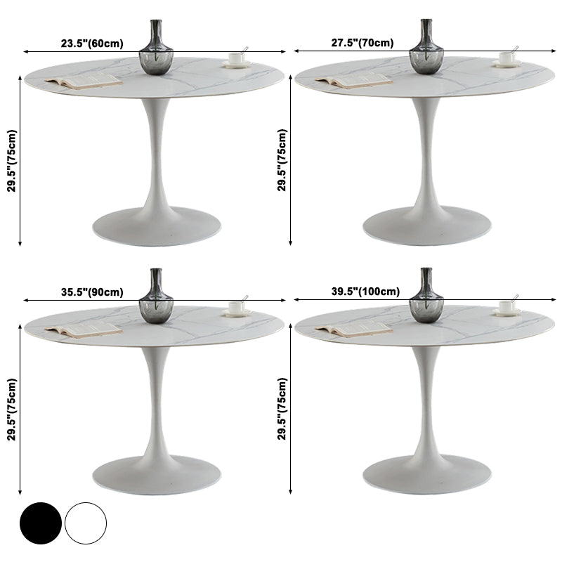 Minimalist Sintered Stone Dining Table Round Shape Kitchen Dining Table with Tulip Base Clearhalo ' dining_table' 'Dining Tables & Seating' 'Dining Tables' 'furn' 'furn_dining_table' 'Furniture' 'furniture_dining_table' 'Kitchen & Dining Furniture' 'kitchen&dining_furn' 'kitchen' 'kitchen_dining_table' 3855138