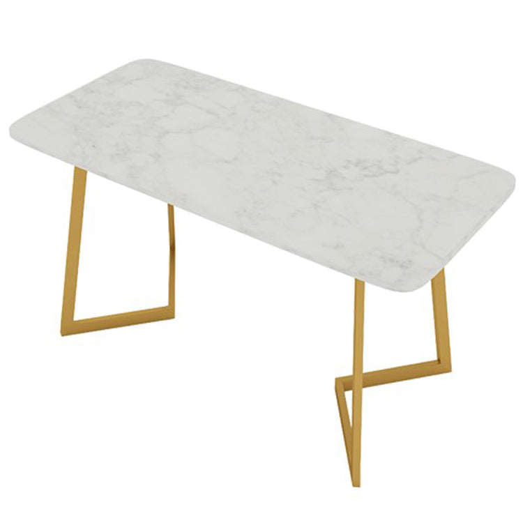 Sintered Stone White Dining Table Luxury Style Fixed Table for Dining Room 47.2"L x 23.6"W x 29.5"H Without Chairs Clearhalo ' dining_table' 'Dining Tables & Seating' 'Dining Tables' 'furn' 'furn_dining_table' 'Furniture' 'furniture_dining_table' 'Kitchen & Dining Furniture' 'kitchen&dining_furn' 'kitchen' 'kitchen_dining_table' 3855150