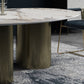 Oval Sintered Stone Dining Table Luxury Table in White with Metal 3 Legs Clearhalo ' dining_table' 'Dining Tables & Seating' 'Dining Tables' 'furn' 'furn_dining_table' 'Furniture' 'furniture_dining_table' 'Kitchen & Dining Furniture' 'kitchen&dining_furn' 'kitchen' 'kitchen_dining_table' 3855167