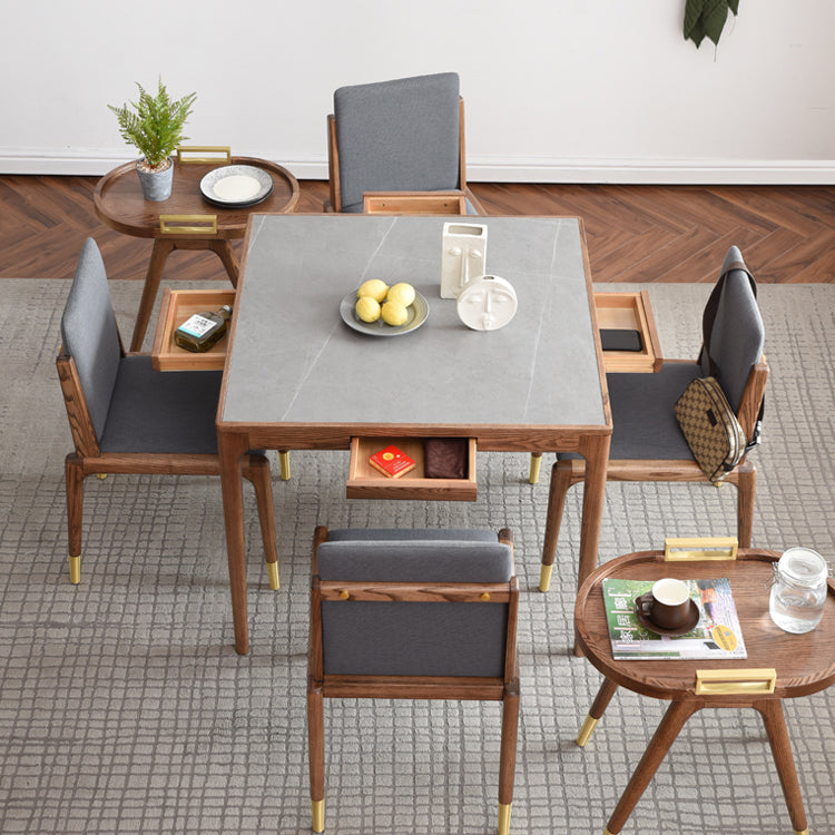 Square 4 Legs Industrial Dining Table Grey Fixed Table of Sintered Stone Clearhalo ' dining_table' 'Dining Tables & Seating' 'Dining Tables' 'furn' 'furn_dining_table' 'Furniture' 'furniture_dining_table' 'Kitchen & Dining Furniture' 'kitchen&dining_furn' 'kitchen' 'kitchen_dining_table' 3855199