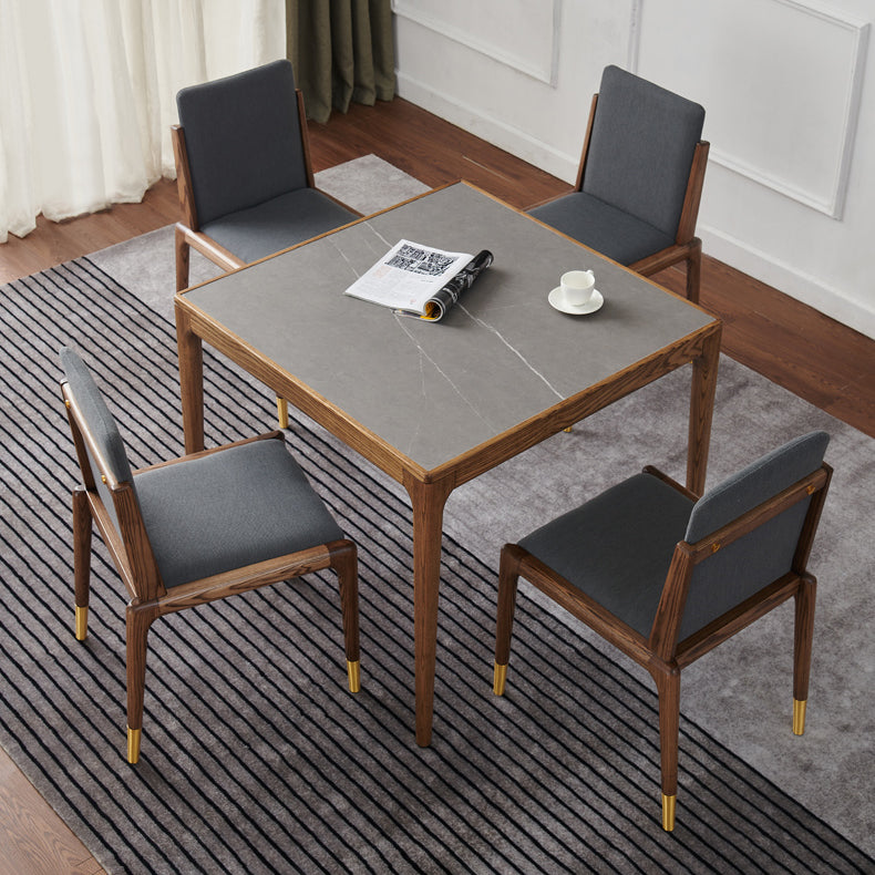 Square 4 Legs Industrial Dining Table Grey Fixed Table of Sintered Stone Clearhalo ' dining_table' 'Dining Tables & Seating' 'Dining Tables' 'furn' 'furn_dining_table' 'Furniture' 'furniture_dining_table' 'Kitchen & Dining Furniture' 'kitchen&dining_furn' 'kitchen' 'kitchen_dining_table' 3855201
