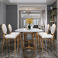 Metal Traditional Luxury Rectangle Indoor Table Sintered Stone Dining Table with Trestle Clearhalo ' dining_table' 'Dining Tables & Seating' 'Dining Tables' 'furn' 'furn_dining_table' 'Furniture' 'furniture_dining_table' 'Kitchen & Dining Furniture' 'kitchen&dining_furn' 'kitchen' 'kitchen_dining_table' 3855221
